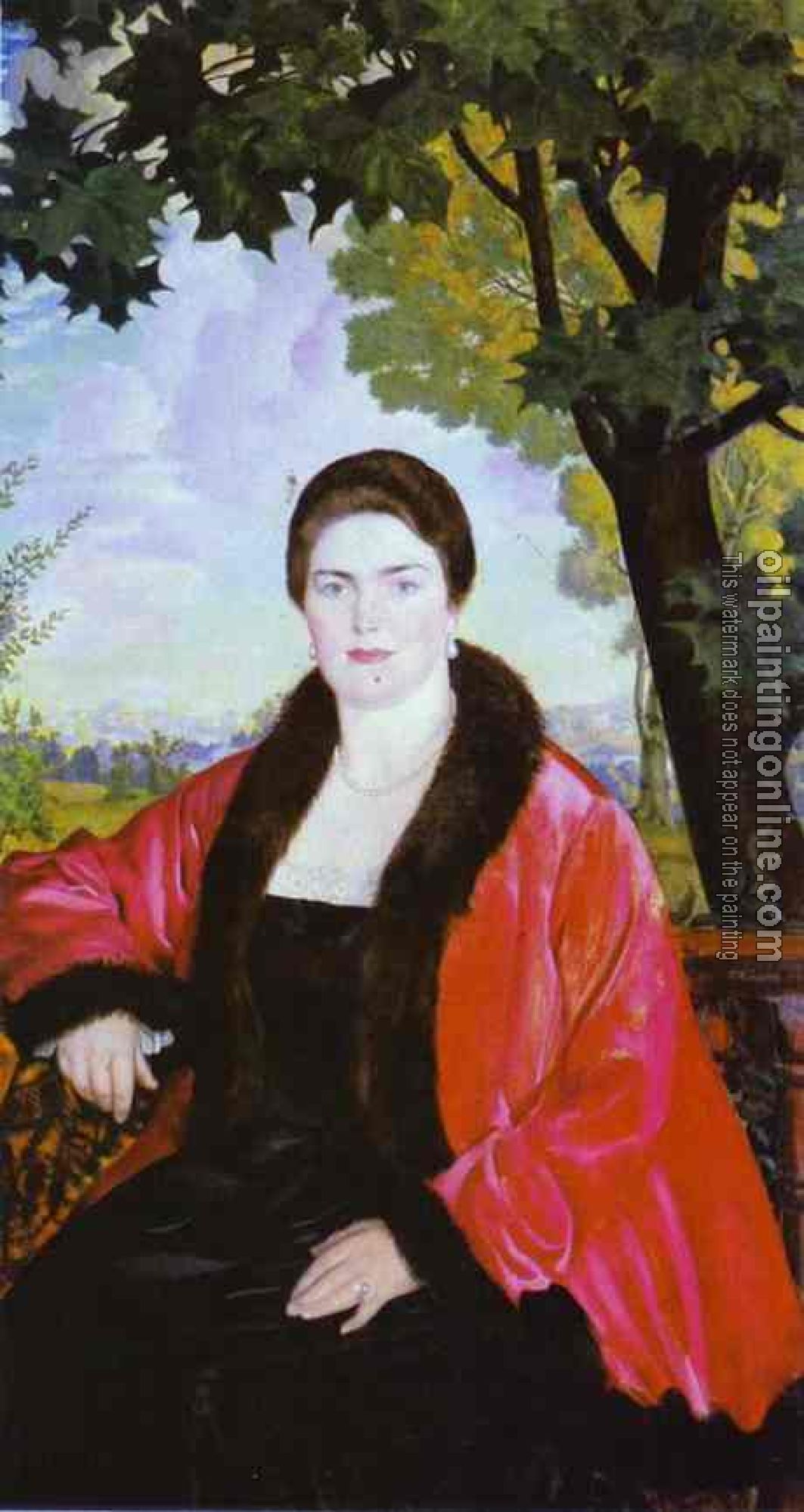 Kustodiev, Boris - Portrait of M.V. Chaliapina (Shalyapina), wife of Feodor Chaliapin